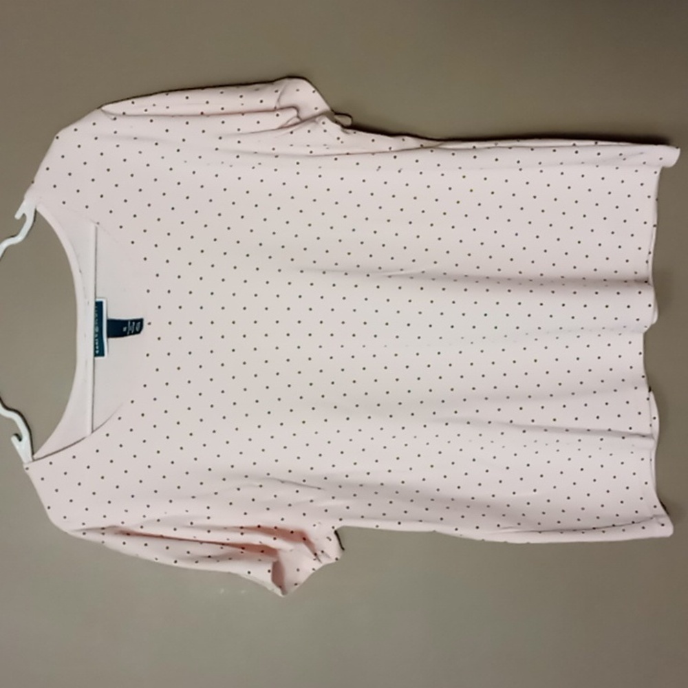 Karen Scott Light Pink and Black Polka Dot Tee XL